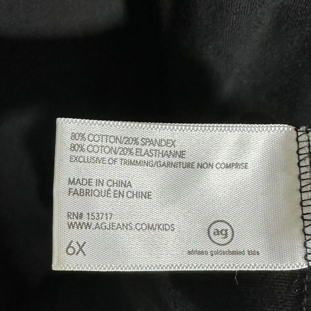 Adriano Goldschmied Girls Sz 6X Black Tunic Dress Kids Raw Hem Embroidered